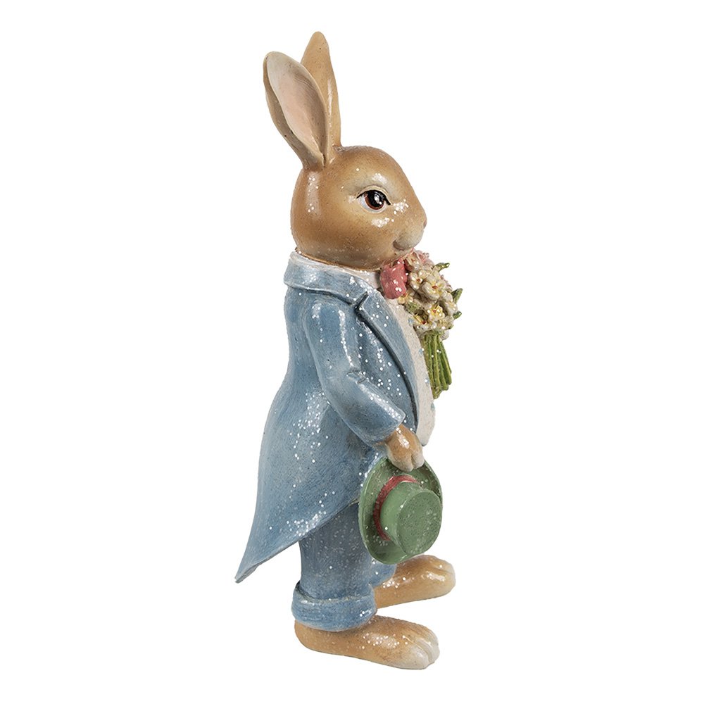 Decoration Figurine Rabbit 26 cm Brown Blue Plastic