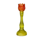 Capri green and pink candlestick 10x10x29cm