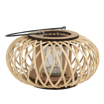 Wind Light Ø 23x12 cm Beige Bamboo Candle Holder
