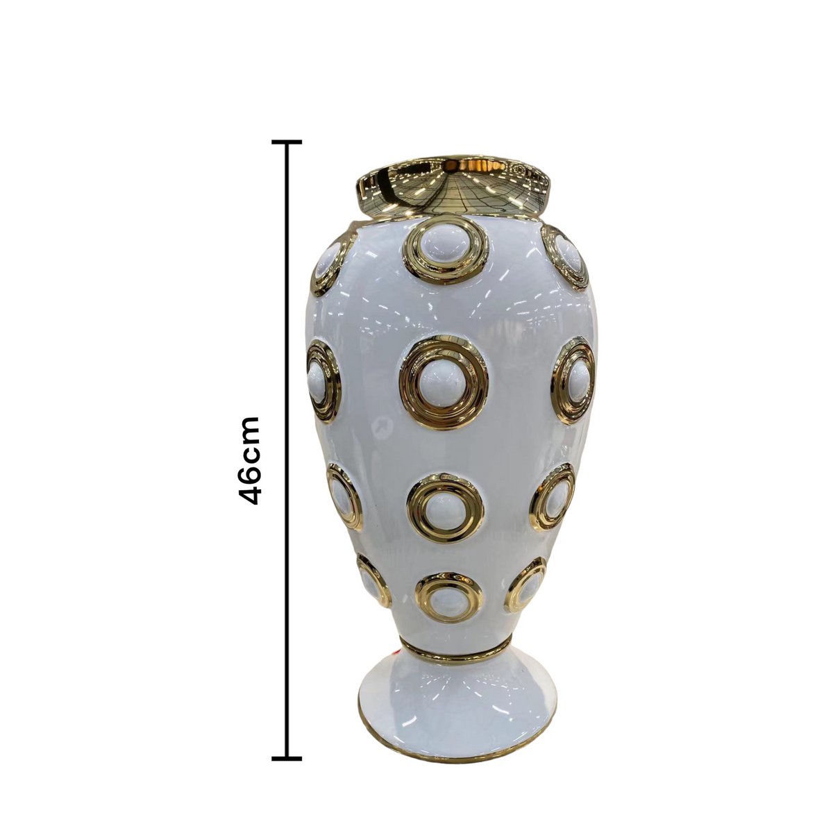 Vaas keramiek wit goud H46cm