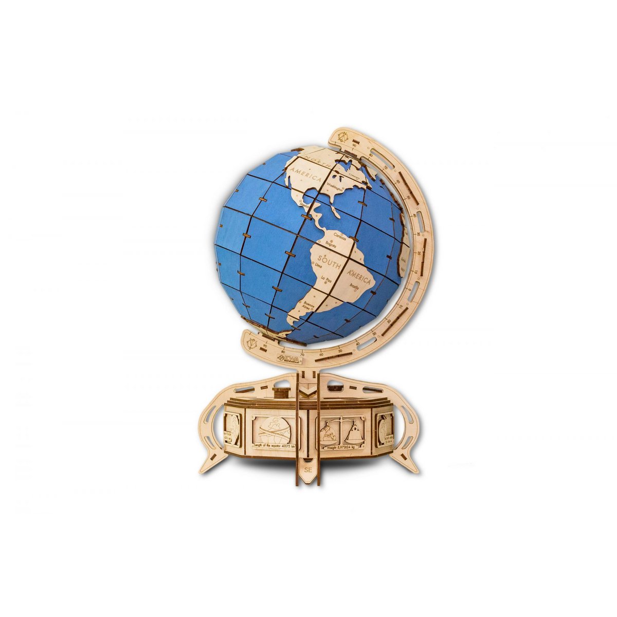 Houten 3D puzzel globe 393 onderdelen 32x32x50.5 cm