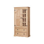 Vitrinekast massief dennenhout 100x41x190 cm bruin