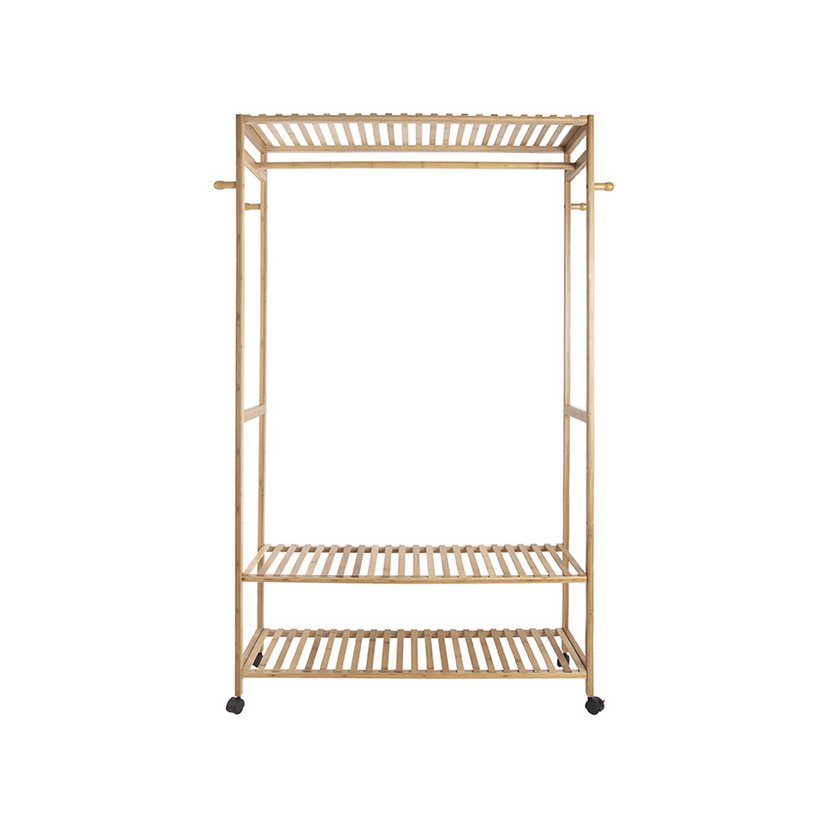 Kledingrek bamboe 113x165 cm met wielen