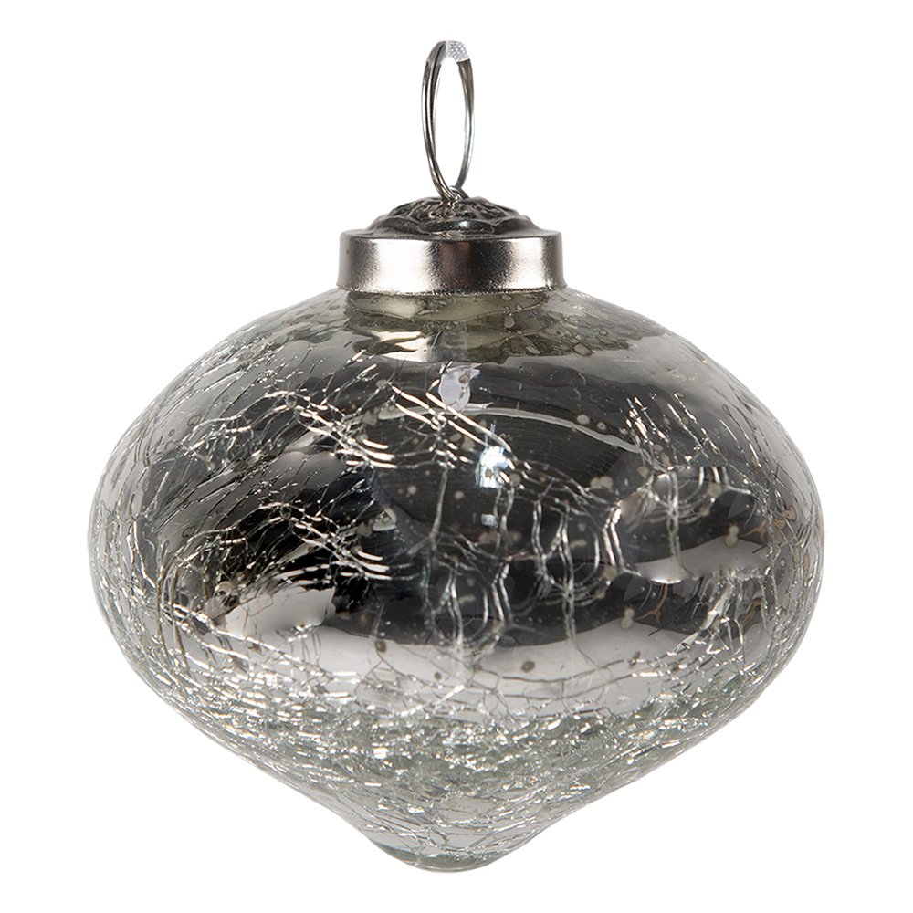 Kerstbal 7 cm zilver glas