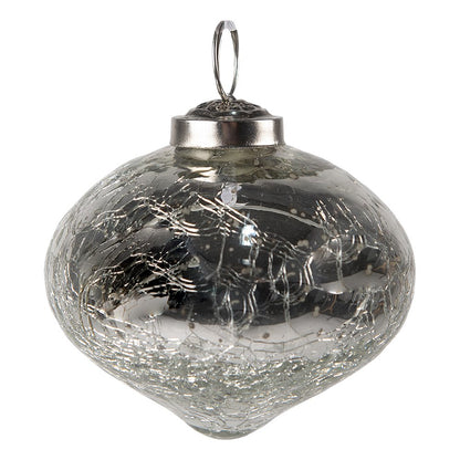 Kerstbal 7 cm zilver glas