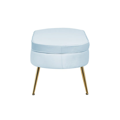 Oval pouffe in light grey velvet