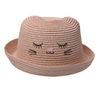 Kinderhoed papierstro roze kat