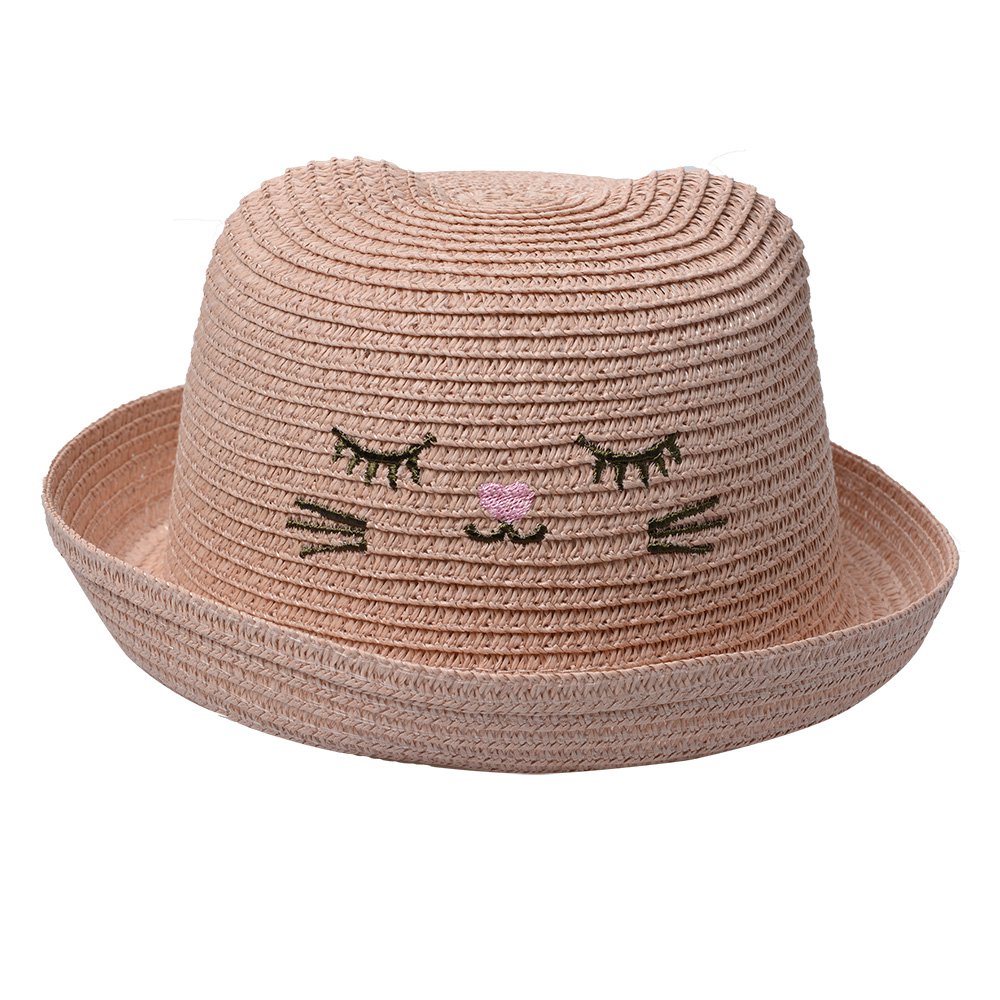 Hoed Kind Roze Papierstro Kat