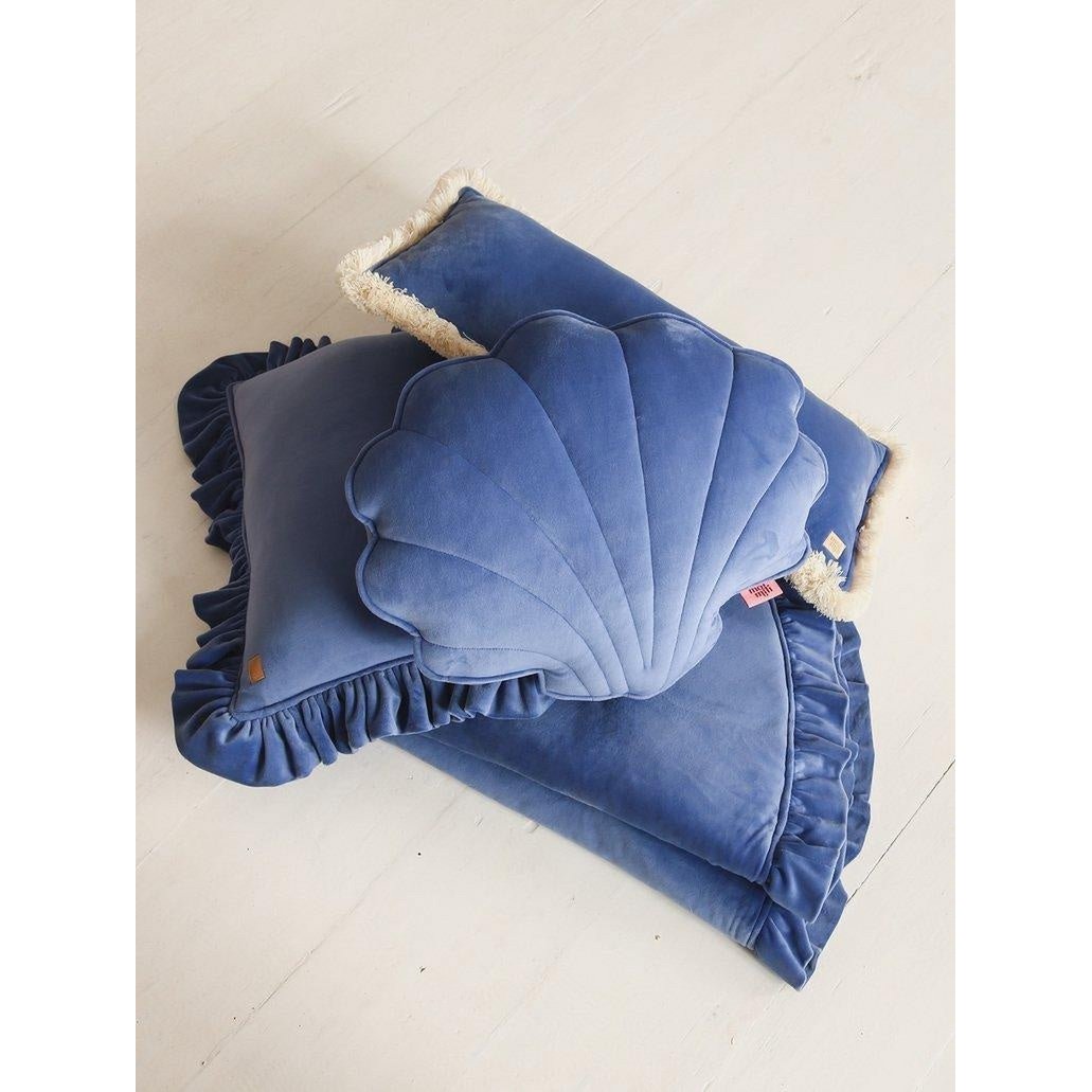 Schelpkussen blauw 49x45 cm fluweel