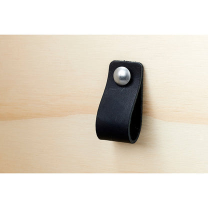 Leren handgreep zwart 15x3 cm