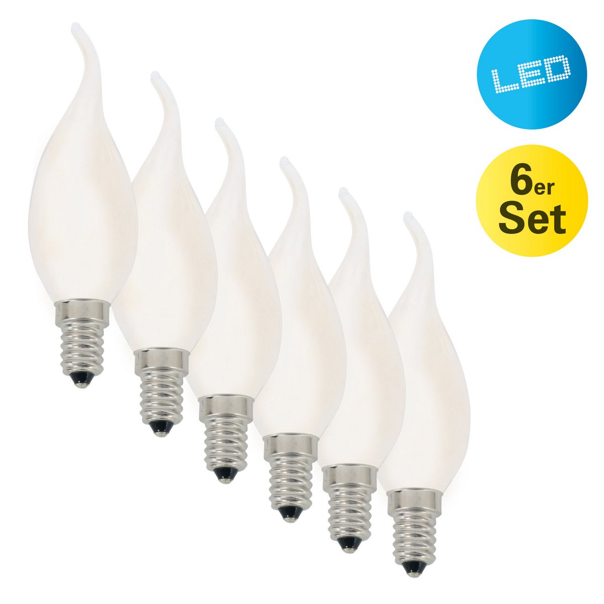 6 Set geleide kaarsen windvlaag met E14 -versie, glas, warm wit, voor eetkamer, woonkamer, gang of kantoor