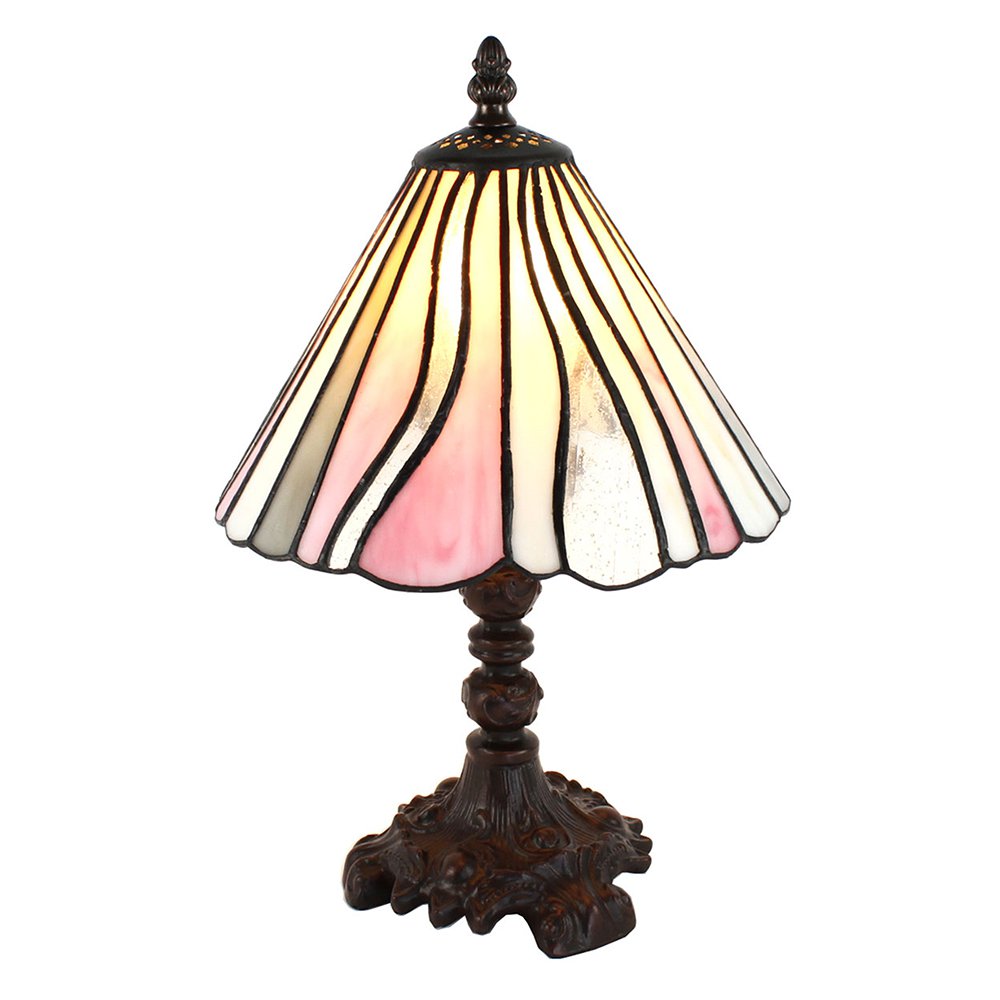 Tiffany Tafellamp Ø 20x34 cm Roze Beige Glas Tiffany Bureaulamp