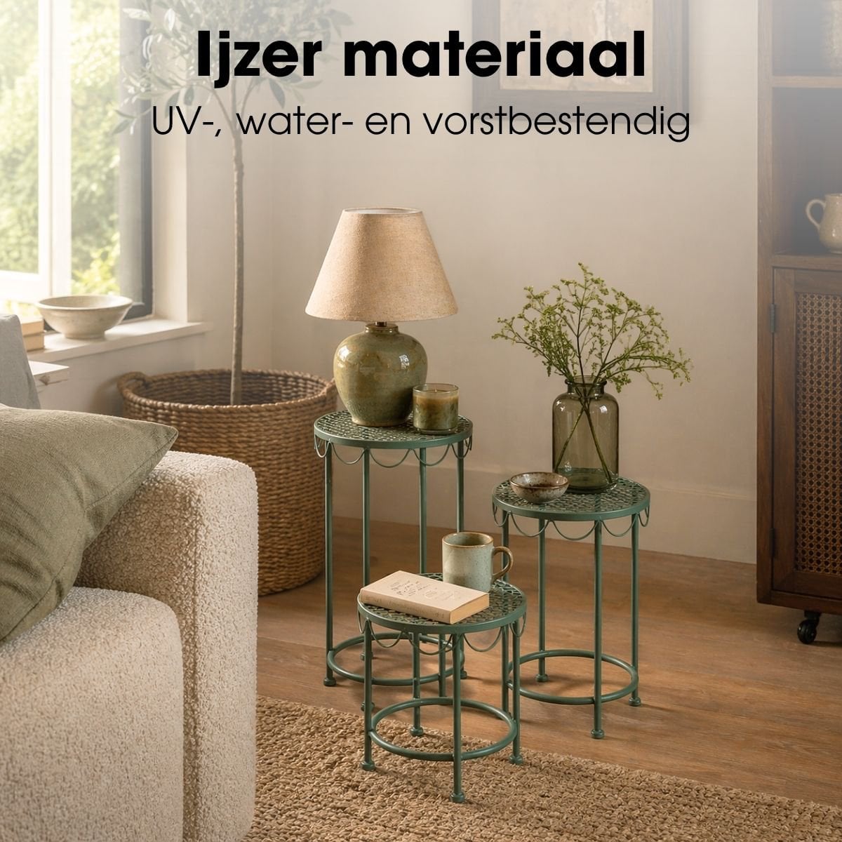 Plantenstandaard 3 stuks groen ijzer