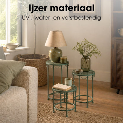 Plantenstandaard 3 stuks groen ijzer