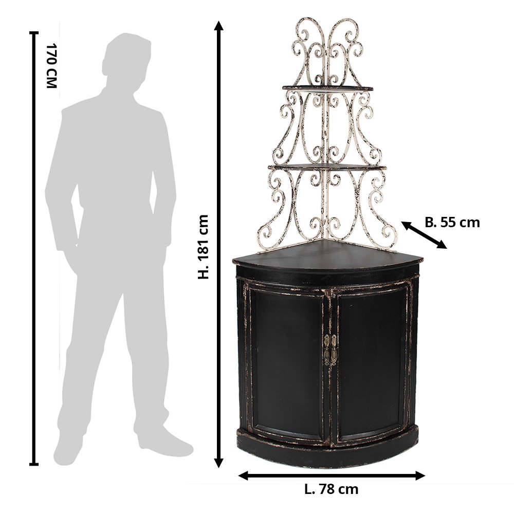 Wandkast 78x55x181 cm hout ijzer zwart