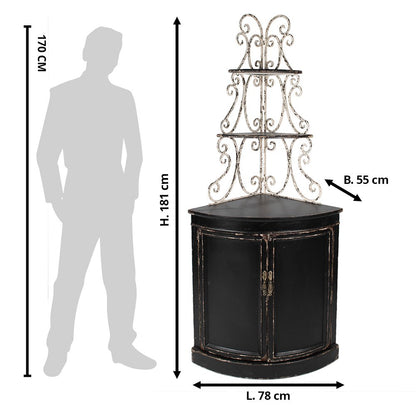 Wandkast 78x55x181 cm hout ijzer zwart