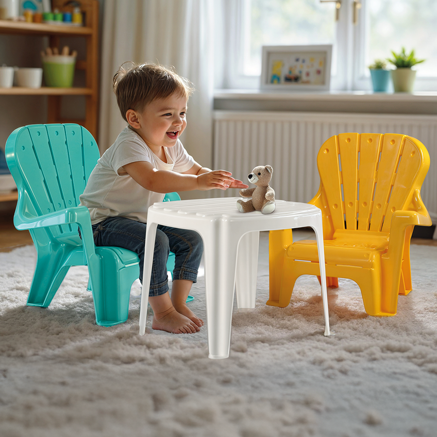 Dolu Tafel Met 2 Stoelen Turquoise/Geel