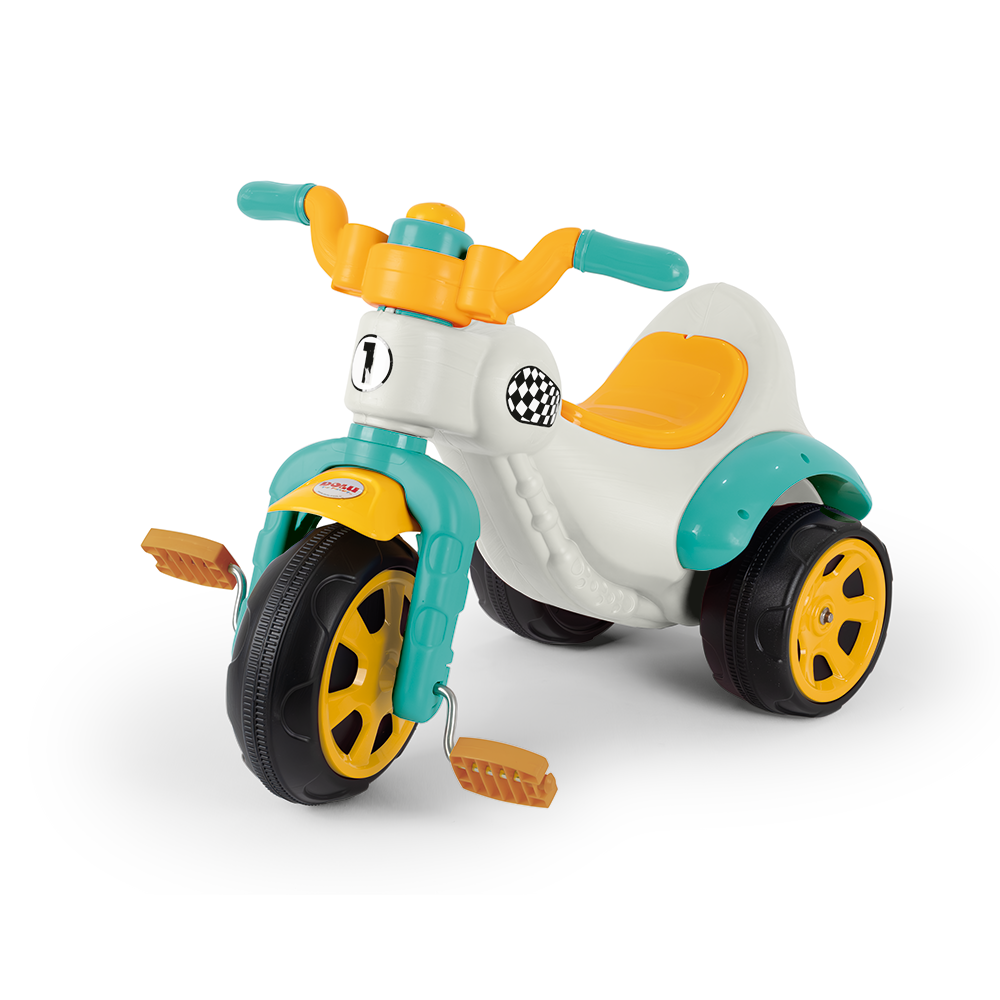 Dolu Super-Bike Driewieler Wit/Blauw/Geel