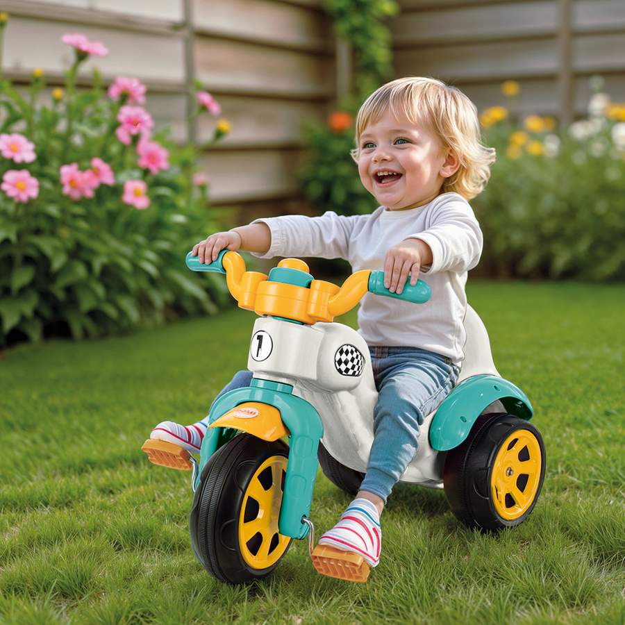 Dolu Super-Bike Driewieler Wit/Blauw/Geel