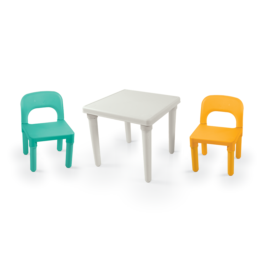 Dolu Kinder Tafel Met 2 Stoelen Turquoise/Geel