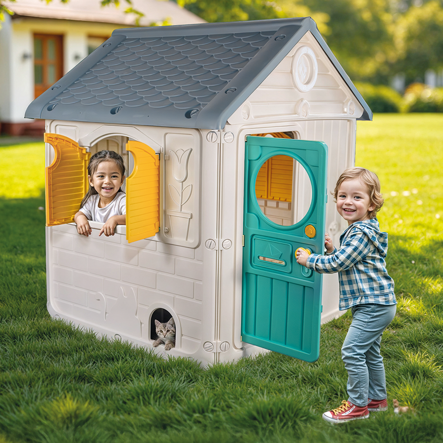 Dolu Speelhuis Wit/Grijs/Blauw 122.5X110X104Cm