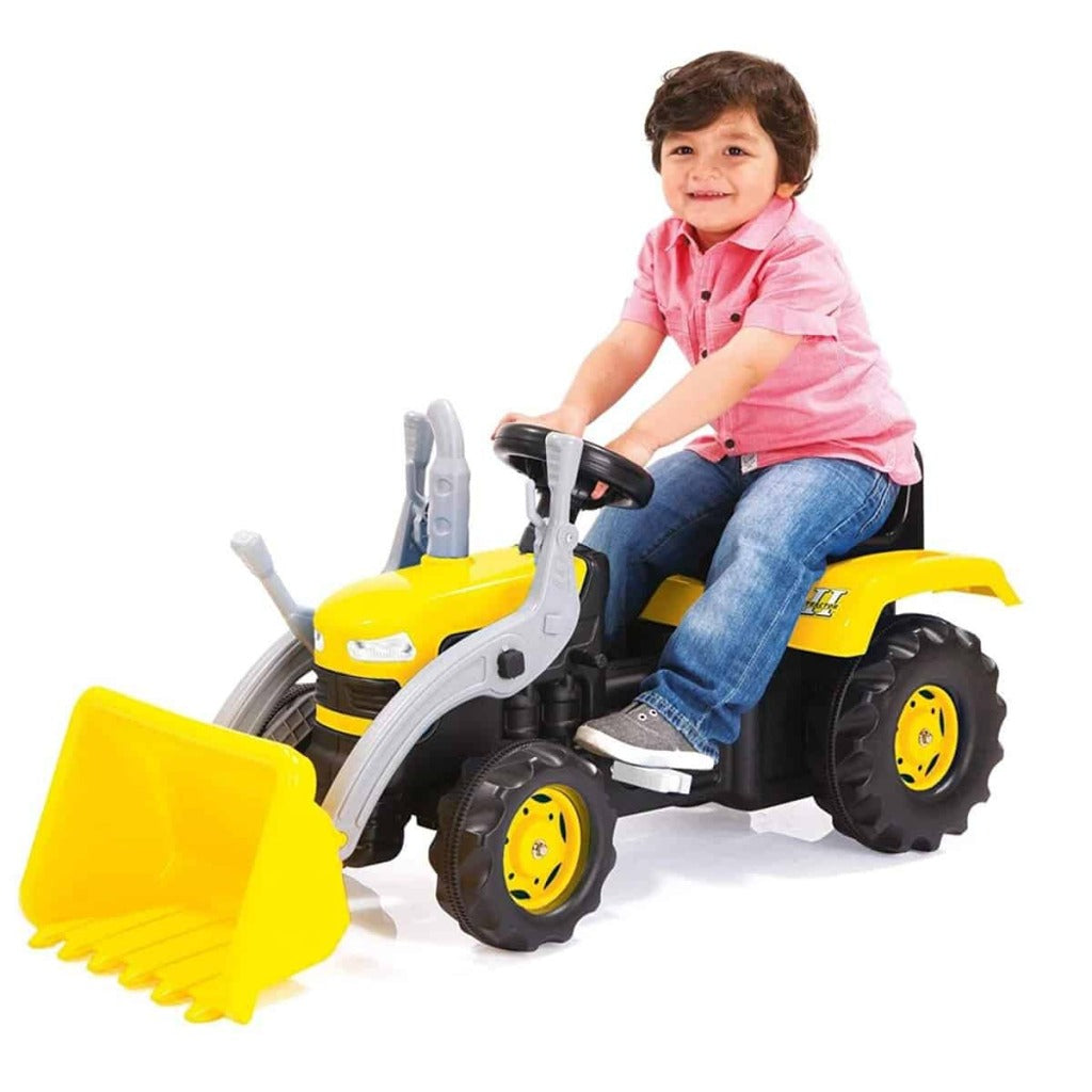 Dolu Traptractor Met Voorlader & Claxon Geel/Zwart