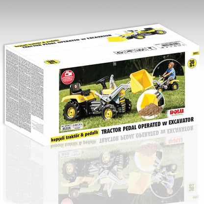 Dolu Traptractor Met Voorlader & Claxon Geel/Zwart