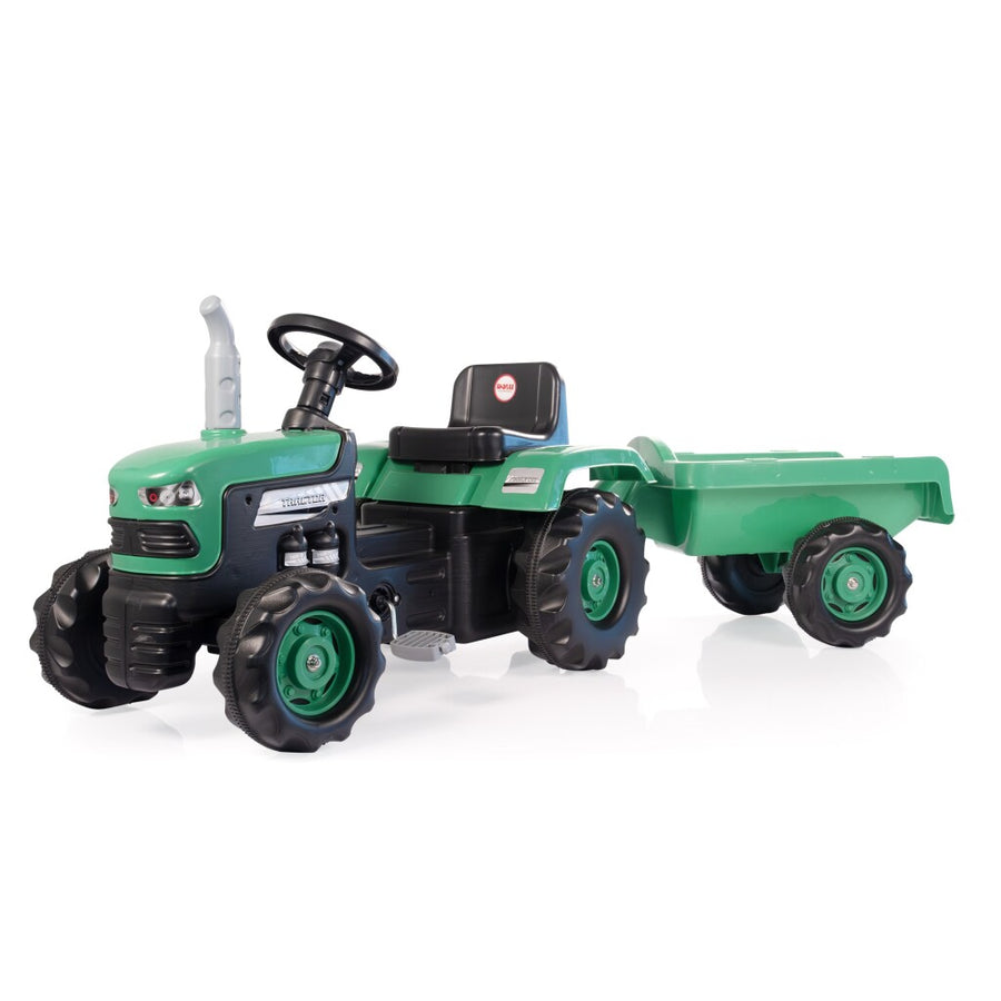 Dolu Traptractor Met Aanhanger & Claxon Groen/Zwart