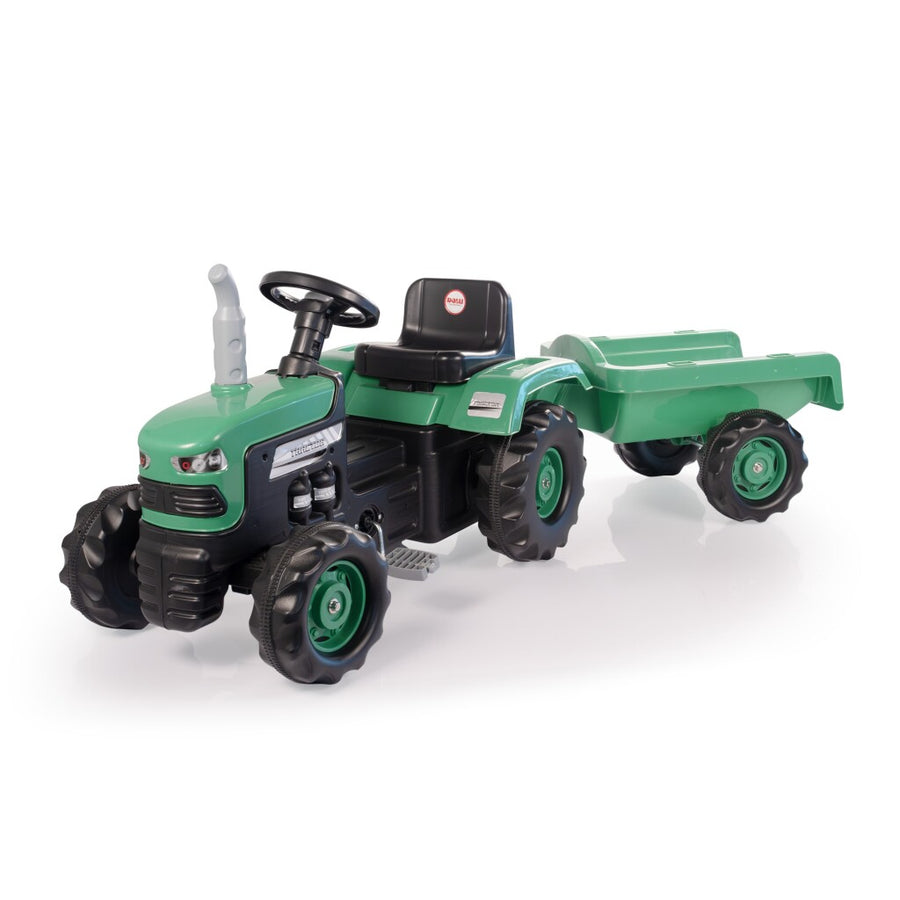 Dolu Traptractor Met Aanhanger & Claxon Groen/Zwart