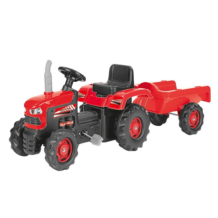 Dolu Traptractor Met Aanhanger &Amp; Claxon Rood/Zwart