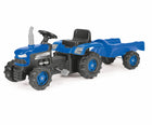 Traptractor met aanhanger en claxon blauw zwart