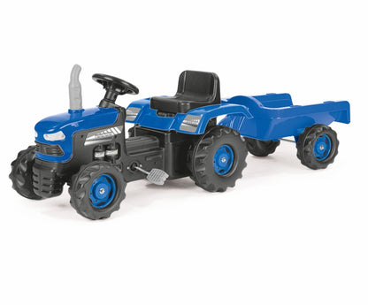 Dolu Traptractor Met Aanghanger &Amp; Claxon Blauw/Zwart