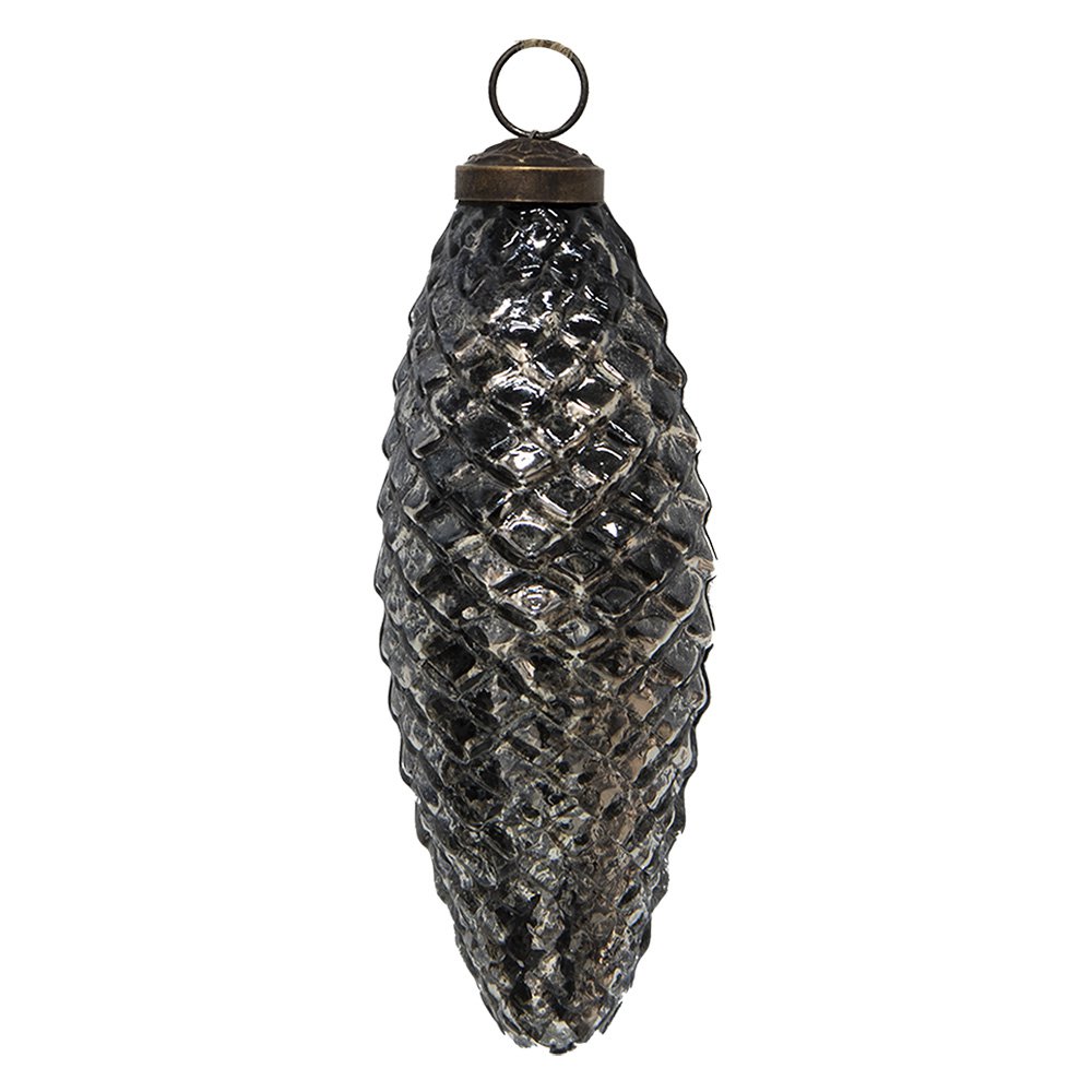 Kerstbal Ø 6 cm zwart zilver glas