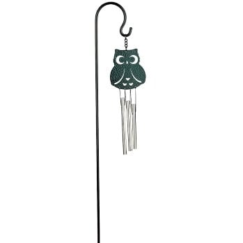 Windgong uil 45 cm glas metaal
