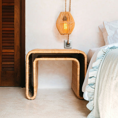 Rotan bijzettafel 55x45x45 cm