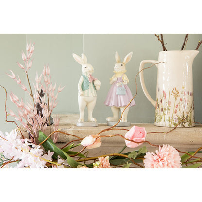 Beeld Konijn 12x10x27 cm Bruin Paars Polyresin Paasdecoratie