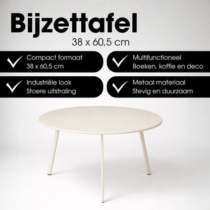Bijzettafel metaal 60.5x38 cm crème