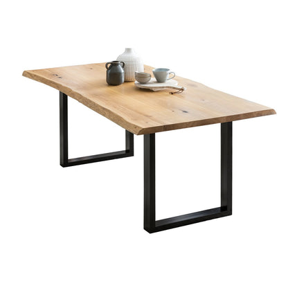 Eettafel 200x100x75 cm eikenhout massief zwart frame