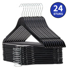 Kledinghangers hout 24 stuks zwart