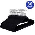 Kledinghangers 36 stuks anti-slip zwart met broeklat