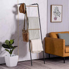 Handdoekenladderrek metaal zwart houtkleur 160 cm