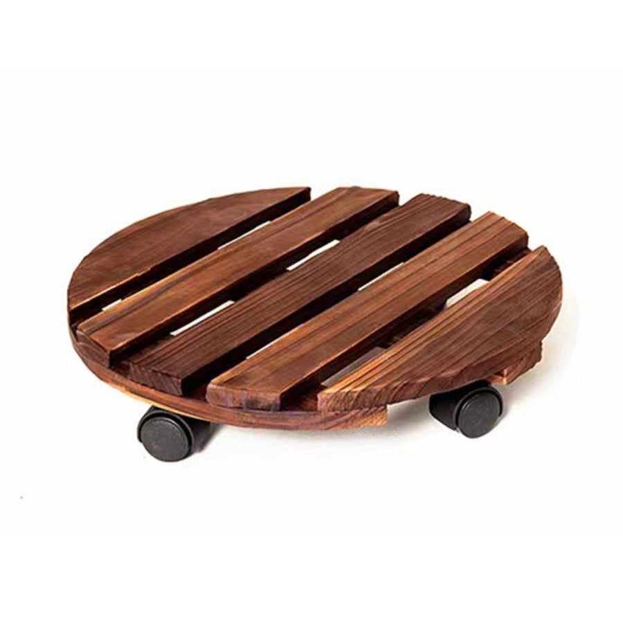 Ceruzo Plantentrolley Met Wieltjes - Rond 30 Cm - Hout