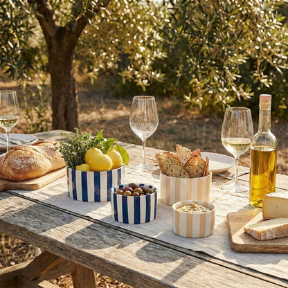 Aperitiefset van 4 gestreepte kopjes