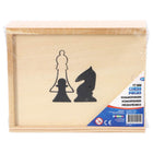 Schaakspel houten stukken in kistje 19x15.5 cm
