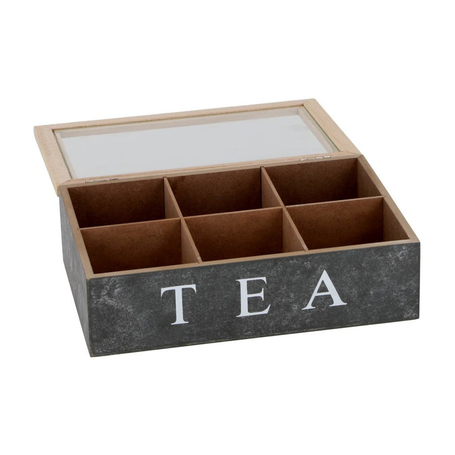 Daily Home Tea Theedoos Met 6 Vakken Mdf/Glas