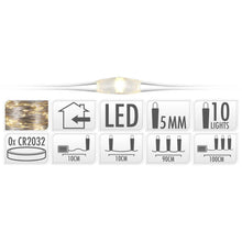 S.i.a. Zilverdraad Kerstverlichting Op Batterij  90Cm 10 Led Lampjes
