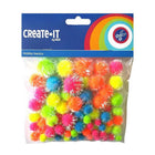 Glitter Pompoms 75 stuks neon