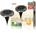 Ranex Ra-5000389 Round LED Solar Ground Spot Brushed Stainless Steel Glass