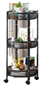 Ceruzo Kitchen Trolley - Black - 3-Tier Storage Rack