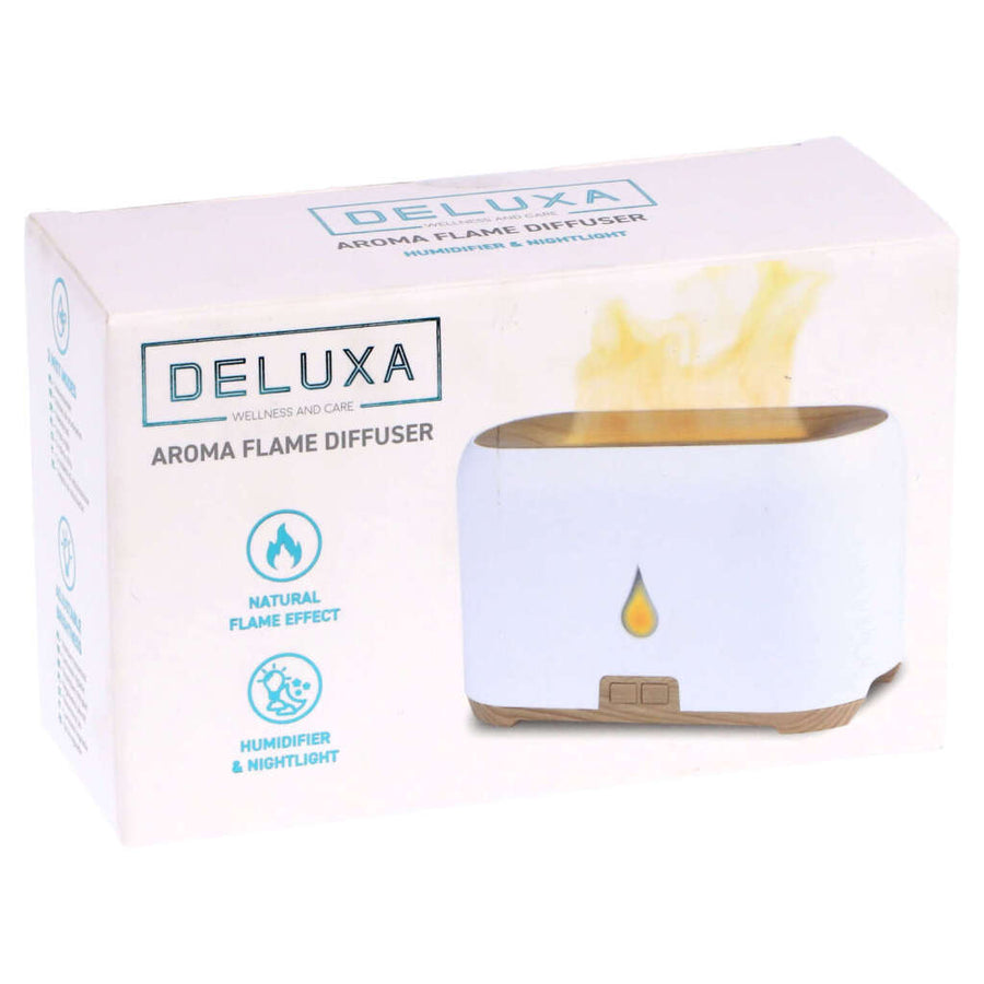 Deluxa Witte Vlam Diffuser Luchtbevochtiger Wit/Houtlook